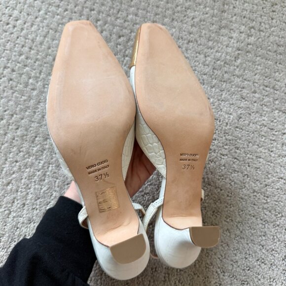 Paris Texas Reptile print slingbacks in white and gold 37.5/7.5 - Picture 9 of 11